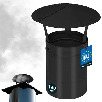 Copertină de fum pentru țeavă de coș galvanizată neagră 140 mm