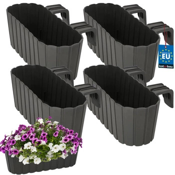 Ghiveci pentru balcon oval gri na zábradlí 400 MM set de 4 kcu.