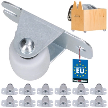 Roată pentru mobilă fixă dulapuri cauciuc alb 22 mm set de 12 buc.