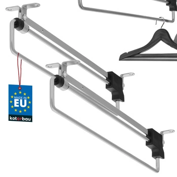 Umeraș extensibil pentru cămăși de garderobă argintiu 300 mm set de 2 buc.