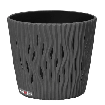 Ghiveci cu caneluri ondulate și inserție 115x130mm - Culoare gri piatră