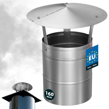 Copertină de fum pentru țeavă de coș galvanizată argintie 160 mm