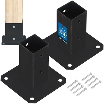 Bază pentru stâlp fixată pe beton neagră 50x50 mm set de 2 buc.