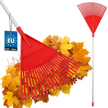 Greblă tip evantai pentru frunze 49 cm + coadă din aluminiu 1,3 m