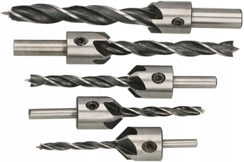 Set de burghie pentru lemn cu bisturiu - 5 buc. + cheie allen