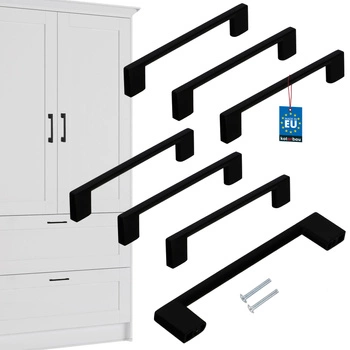 Mâner mobilier clasic modern negru mat 128 mm set de 6 buc.