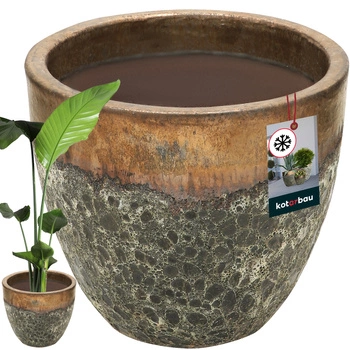 Ghiveci auriu rezicutent la îngheț cu scurgere apă ⌀ 37 cm