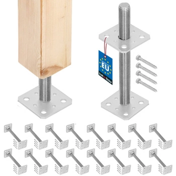 Baza coloanei cu șurub reglabilă tijă m24 80x80x250 mm set de 16 buc.