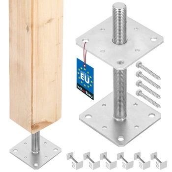 Baza coloanei cu șurub reglabilă tijă m24 110x110x250 mm set de 6 buc.