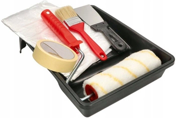 Set de pictură perie pensulă chit rolă film tavă bandă - 6 elemente