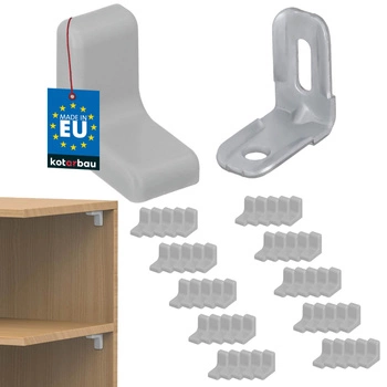 Suport unghiular pentru mobilă cu capac gri deschis set de 50 buc.