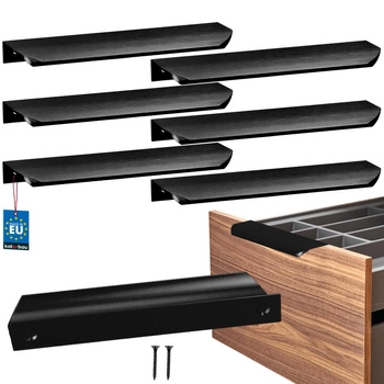 Mâner mobilier aluminiu negru mat 160/180 mm set de 6 buc.