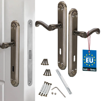 Mâner de ușă lung escutcheon decorat patina retro wc blocare 72 mm