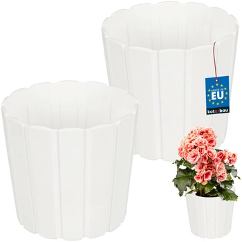Ghiveci din plastic pentru flori alb 17cm set de 2 buc.