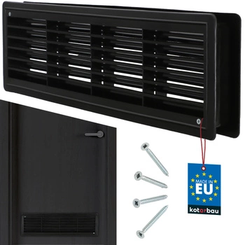 Grila ușii de ventilație pentru baie plastic negru 46x13,5 cm