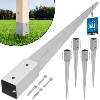 Stâlp de bază condus ancoră sol oțel 60x60x750 mm set de 4 buc.