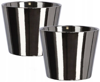 Ghiveci ceramic pentru plante ⌀11 cm argintiu - 2 buc.