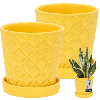 Ghiveci rotund muștar cu podmicukou ⌀ 13 cm 2 kcu