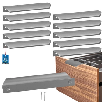 Mâner mobilier aluminiu argintiu 128/148 mm set de 10 buc.