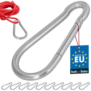 Carabină pentru pompieri leagăn frânghie hamac metalică 200 mm set de 10 buc.