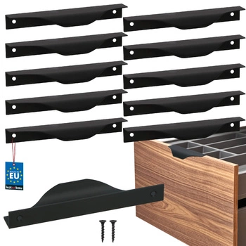 Mâner pentru mobilă modern aluminiu negru mat 128 mm set de 10 buc.