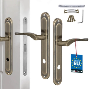 Mâner pentru ușă clasic placă lungă încuietoare pentru toaletă patină 90 mm