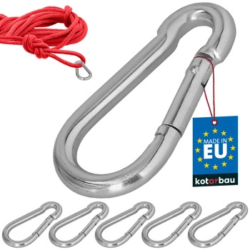 Carabină pentru pompieri leagăn frânghie hamac metalică 80 mm set de 5 buc.