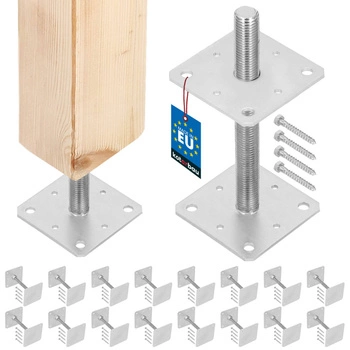 Baza coloanei cu șurub reglabilă tijă m24 160x160x250 mm set de 16 buc.