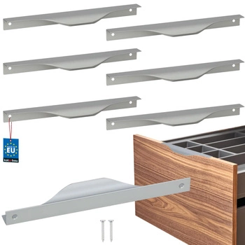 Mâner pentru mobilă modern aluminiu argintiu 192 mm set de 6 buc.