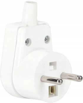 Conector unghiular, deschis, împământare, mufă 16A - Culoare albă