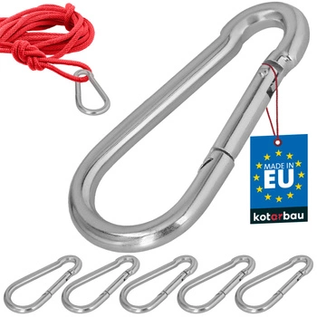 Carabină pentru pompieri leagăn frânghie hamac metalică 140 mm set de 5 buc.