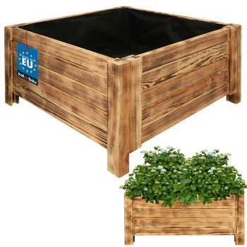 Ghiveci din lemn, cutie de grădină pentru flori și plante 60x60 cm - Culoare opărită
