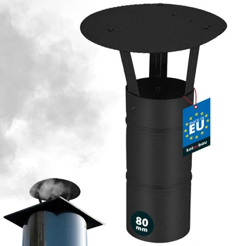 Copertină de fum pentru țeavă de coș galvanizată neagră 80 mm