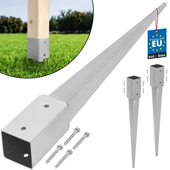 Stâlp de bază condus ancoră sol oțel 50x50x600 mm set de 2 buc.