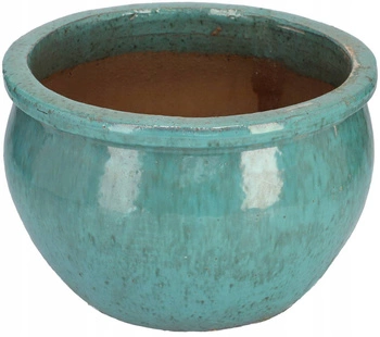 Ghiveci ceramic diametru 34 glazurat - Culoare turcoaz