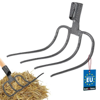 Furcă curbată cu patru vârfuri pentru compost gunoi de grajd oțel