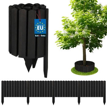 Gard de grădină palisadă bordură din lemn condus antracit 200x30 cm