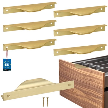 Mâner pentru mobilă modern aluminiu aur mat 128 mm set de 6 buc.