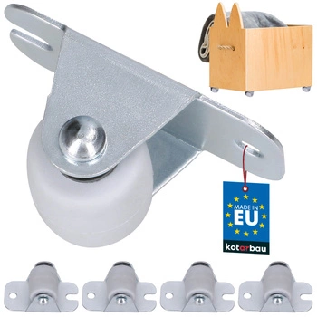 Roată pentru mobilă fixă dulapuri cauciuc alb 22 mm set de 4 buc.