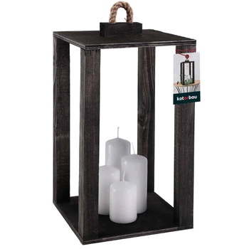 Lanternă din lemn pentru lumânări acasă grădină negru 20x20 cm