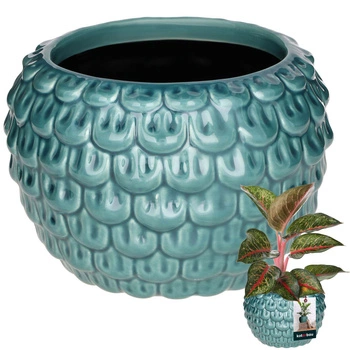 Ghiveci decorativ ceramic turcoaz ⌀ 17 cm