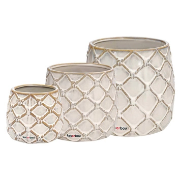 Ghiveci ceramic cu ananas set de 3 buc.