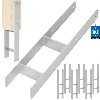 Baza stâlpului h pentru încastrare zincat argintiu 120 mm set de 6 buc.