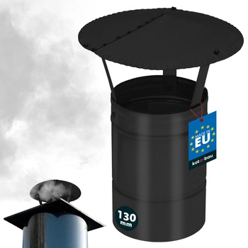 Copertină de fum pentru țeavă de coș galvanizată neagră 130 mm