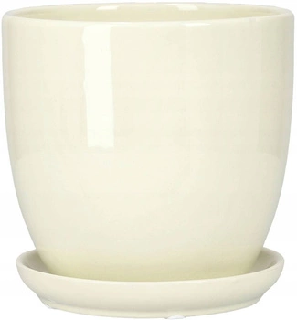 Ghiveci de flori din ceramică vas de protecție cu bază crem ⌀17 cm