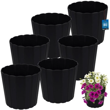 Ghiveci din plastic pentru flori antracit 24cm set de 6 buc.