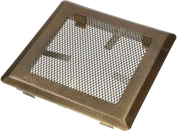 Grilaj de ventilație șemineu metalic 16x16 cm – Culoare aurie