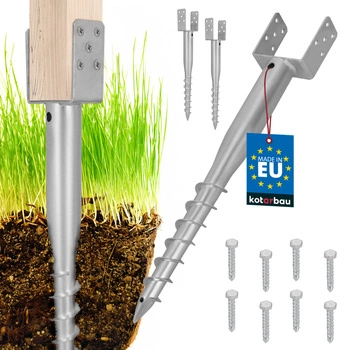 Baza stâlpului în formă de u înșurubată pământ oțel 120x720 mm set de 2 buc.