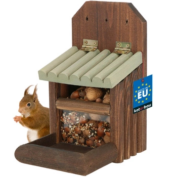 Veveriță hrănitoare din lemn casa nuci 14x25.5 cm