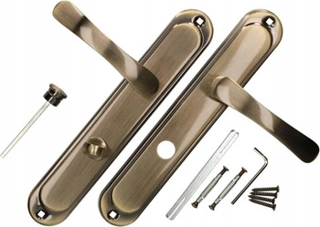 Clanță ușă patină 90 mm plăcuță lungă blocare WC – Culoare patină